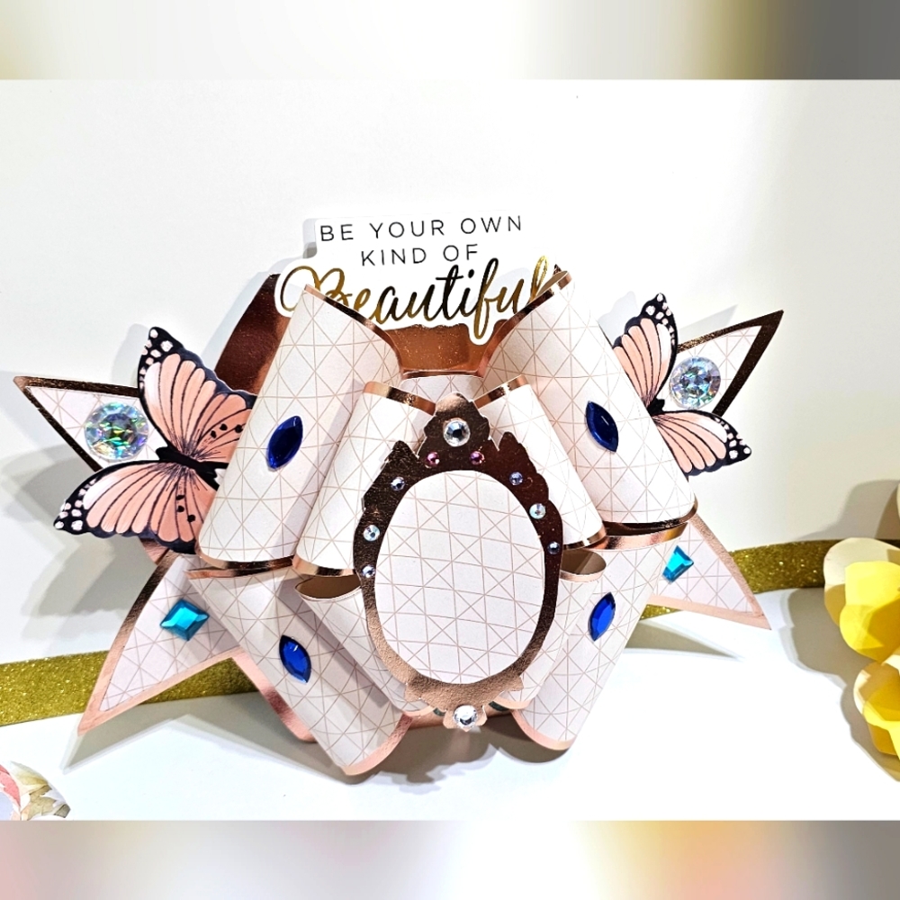 Unique Handmade Bow Easel Card, Be Your Own Kind of Beautiful